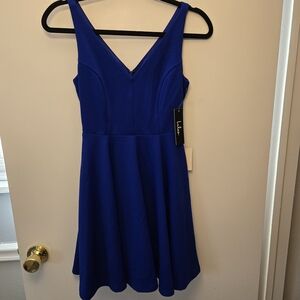 Lulu's Royal Blue V-Neck Skater Dress Size XS